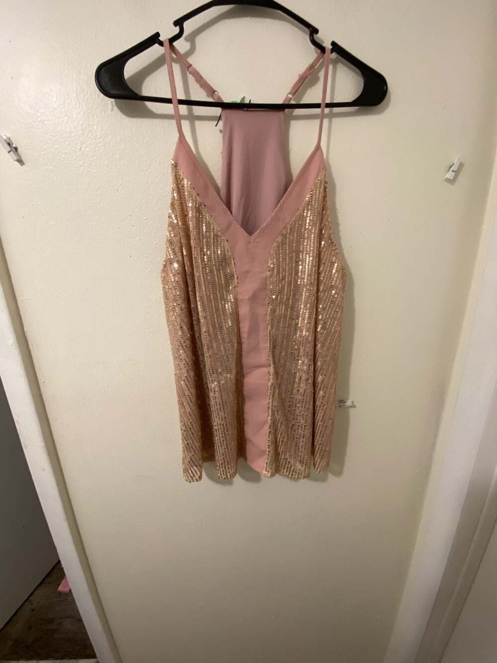 Shein Lune Binding Sequins Cami Top Size Medium Pink